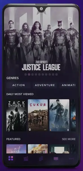 واجهة تطبيق فودو VODU TV الأنيقة والبديهية
