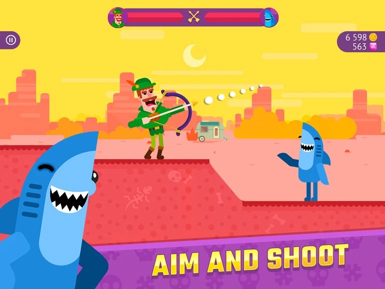 التصويب الدقيق نحو الخصم في لعبة Bowmasters المهكرة 11.3.2
